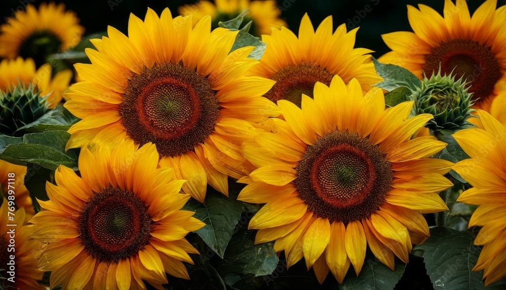 Sunflowers in bloom field under bright sunlight Sunflowers in bloom field under bright sunlight