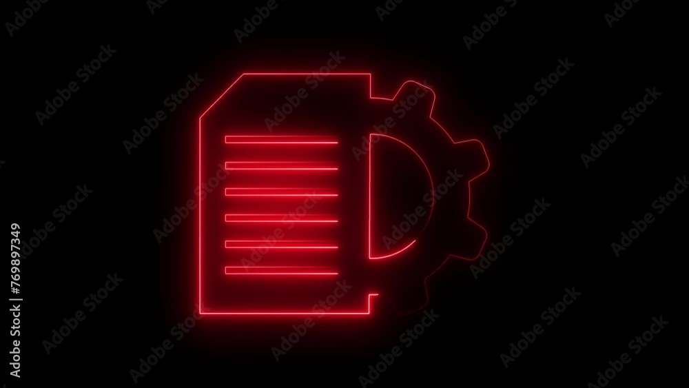 Document Management system concept animation. Neon line folder icon ...