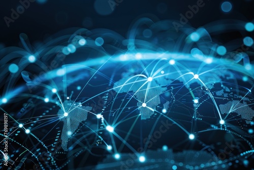 Background image shows a 5G global network tech photo