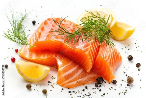 Smoked salmon Isolated on solid white background