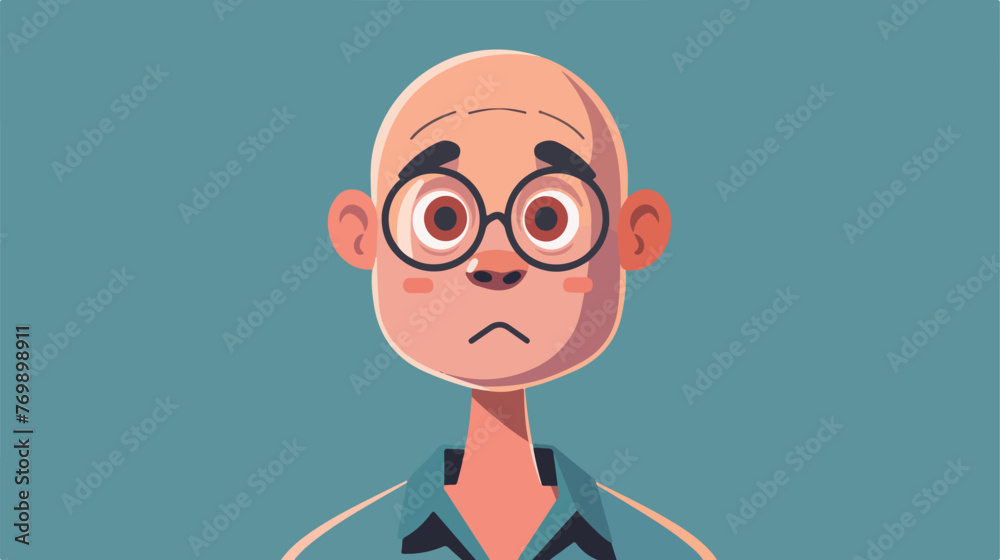 Cartoon bald man staring flat cartoon vactor illust
