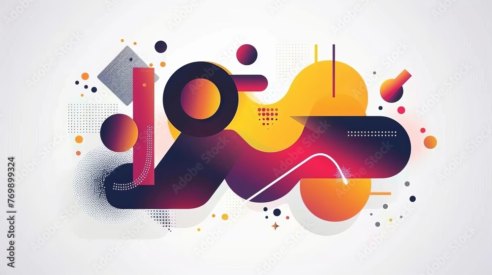 Obraz premium Colorful abstract geometric shapes composition, modern dynamic design elements, vector illustration