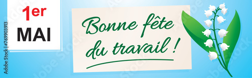 1er Mai - Fête du travail - (Bannière version 2) - Illustration vectorielle