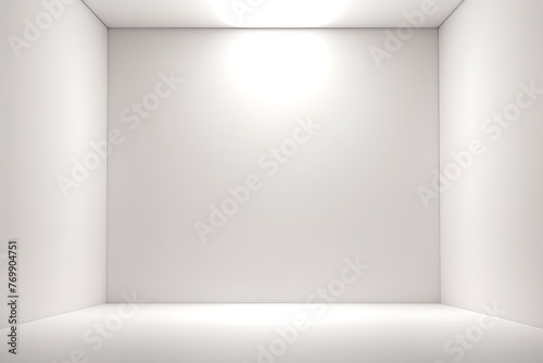 White empty room with shadow on the wall. 3D render Minimal abstract background for product presentation.