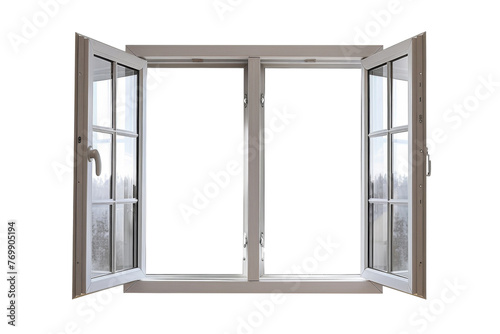 Modern and minimal house window for interior decoration isolated on background  open office glass window frame.