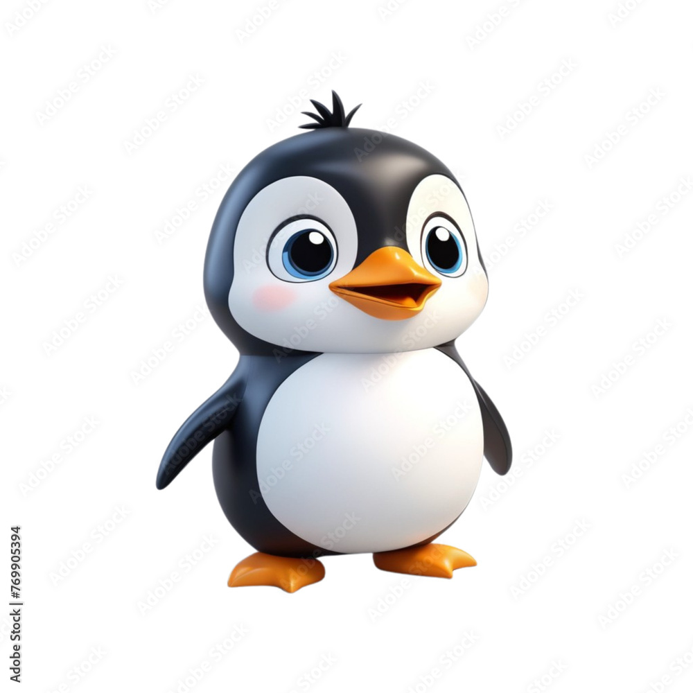 Fototapeta premium 3d rendering of cartoon penguin on Isolated transparent background png. generated with AI