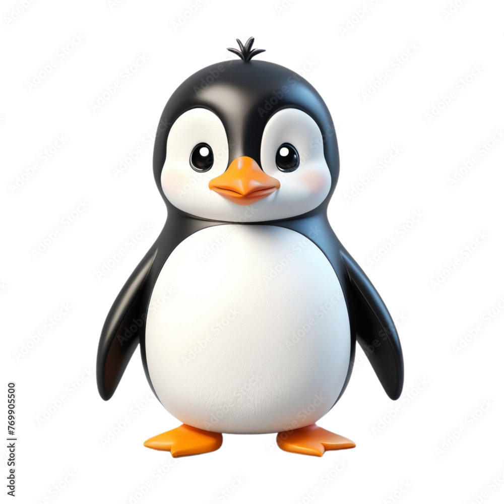 3d rendering of cartoon penguin on Isolated transparent background png. generated with AI 3d rendering of cartoon penguin on Isolated transparent background png. generated with AI
