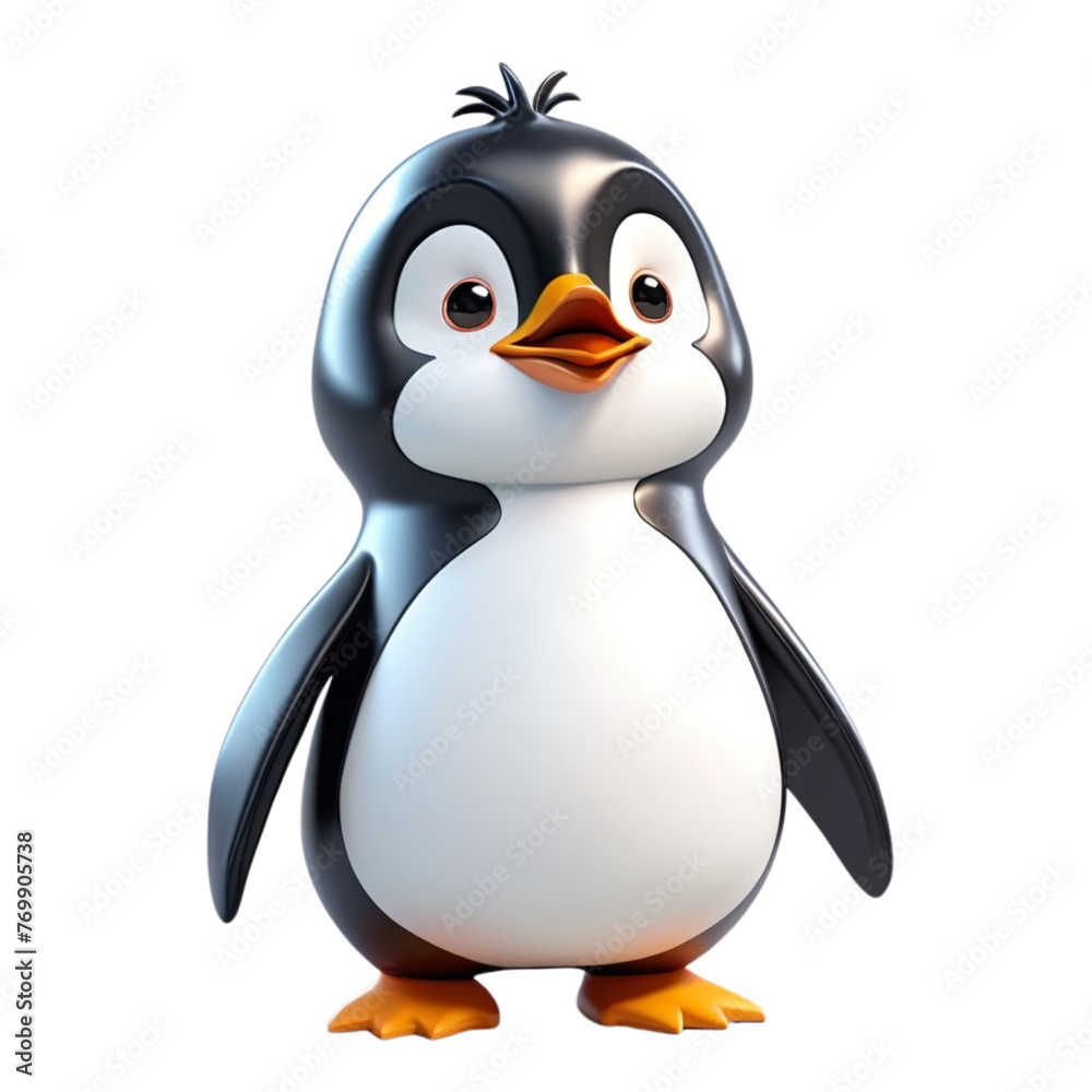 Fototapeta premium 3d rendering of cartoon penguin on Isolated transparent background png. generated with AI