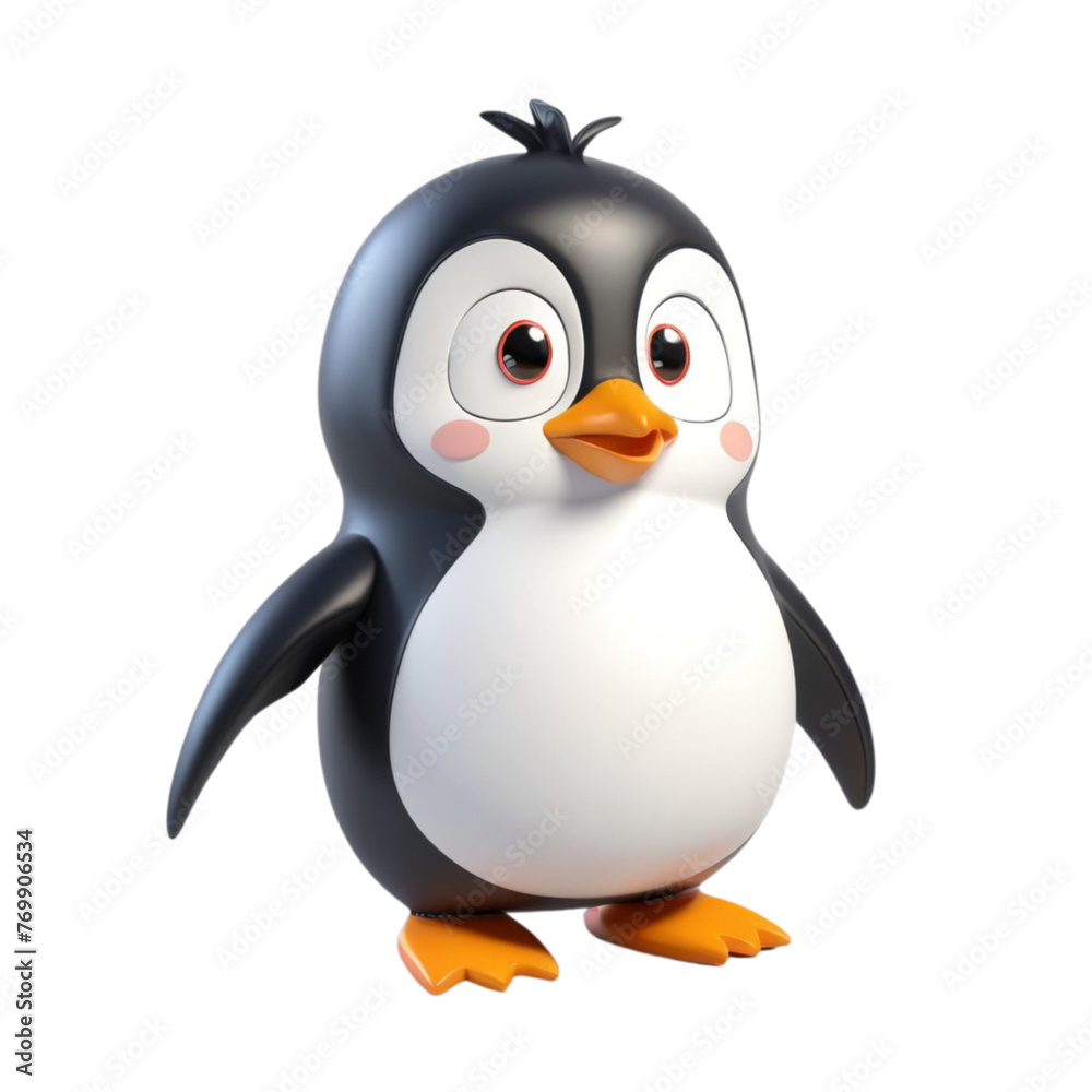 Fototapeta premium 3d rendering of cartoon penguin on Isolated transparent background png. generated with AI