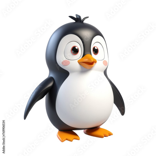 3d rendering of cartoon penguin on Isolated transparent background png. generated with AI