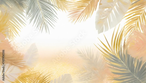 summer tropical leaf frame tropical palm leaves background