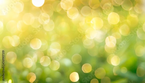 spring background holiday banner panorama green blurred bokeh lights green bokeh abstract background