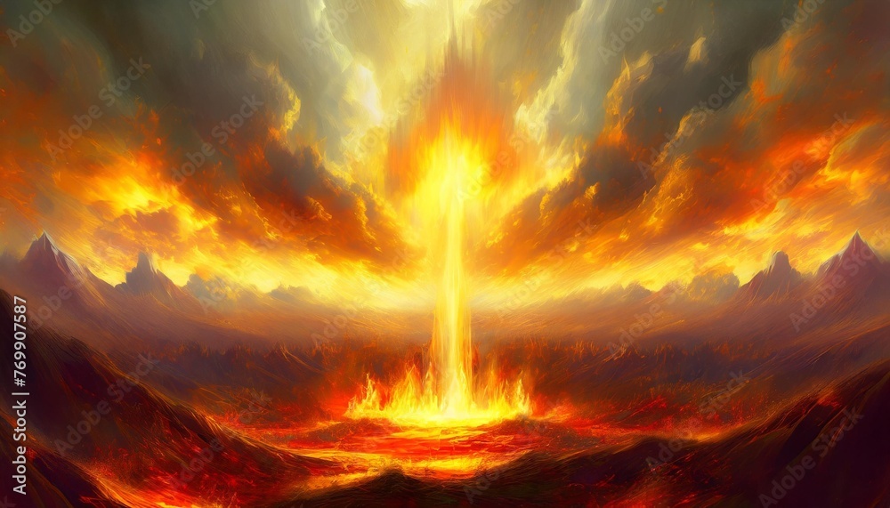religious concept of fiery hell flaming background of demonic evil - obrazy, fototapety, plakaty 