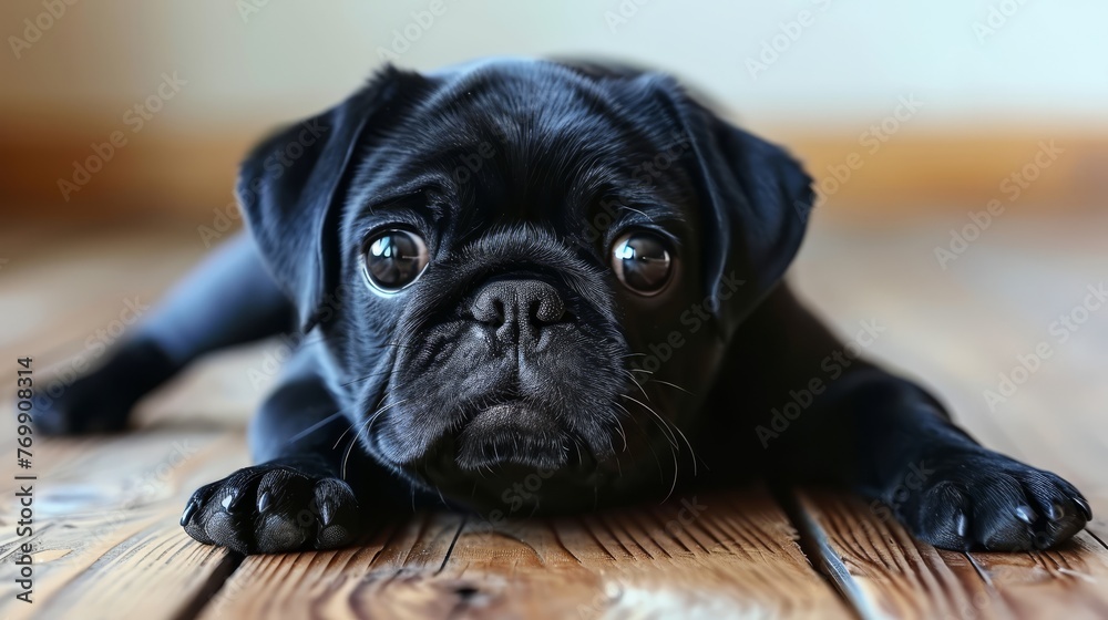 Pensive Pug Lying Down