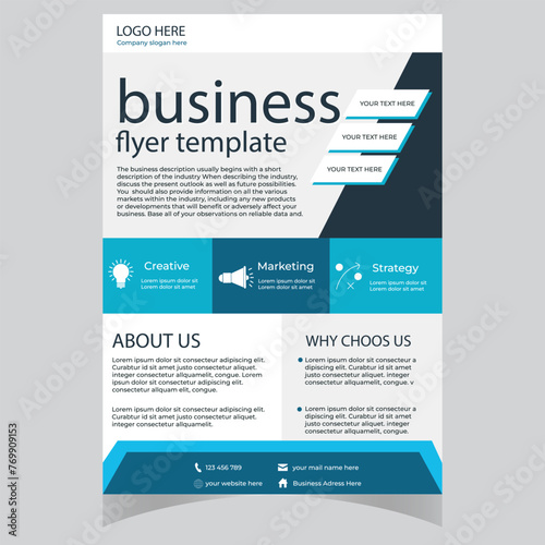 Corporate Business Flyer poster pamphlet brochure cover design layout background, vector template in A4 size - Vector photo
