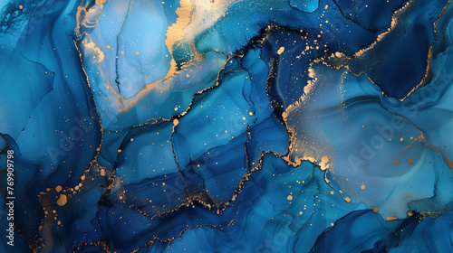 Abstract luxury blue and gold marble background 
