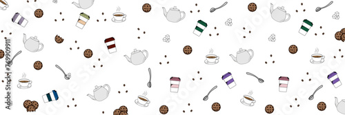 Coffee seamless background. Vector illustration.
