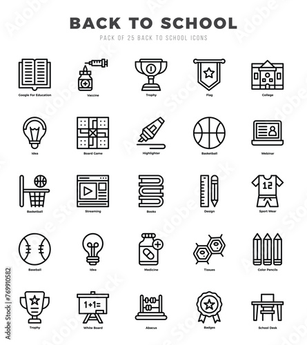 Back To School icons set for website and mobile site and apps.