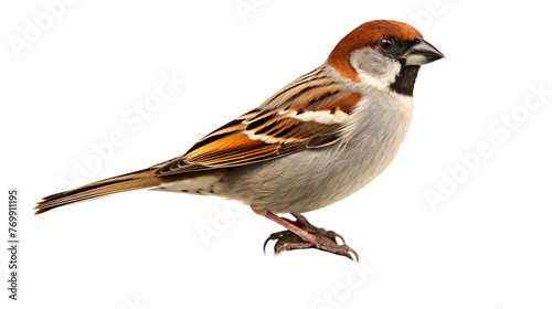 Lone Sparrow Image on transparent background.