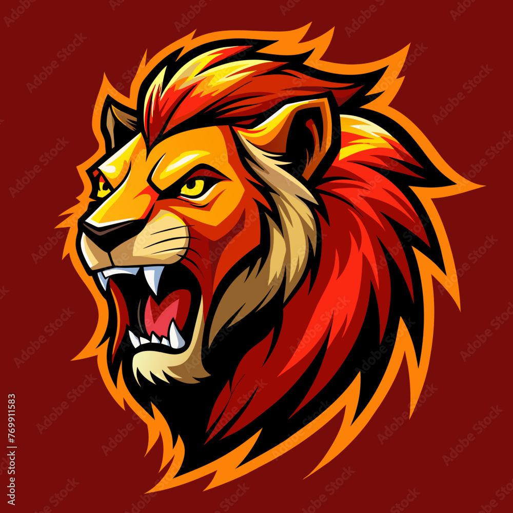 lion head , lion wings on fire lion head , lion wings on fire