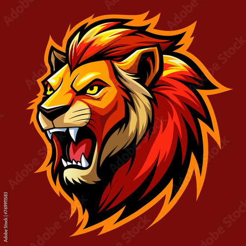 lion head , lion wings on fire