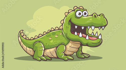 Cartoon doodle crazy alligator flat cartoon 