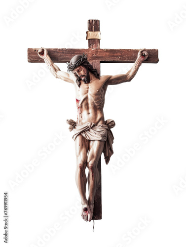 Jesus Christ on the cross, cut out, isolated on transparent background. 