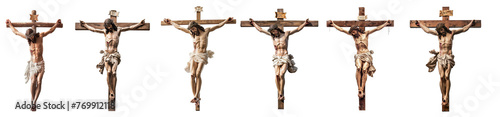 Collection of Jesus Christ on the cross, cut out, isolated on transparent background. AI generated. © paulmalaianu
