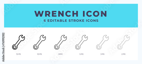 Wrench stroke icon for web. Mobile apps and ui.