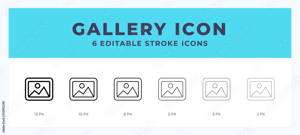 Gallery icon symbol. Outline. Lineal icon with editable stroke.
