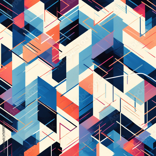 geometric abstract shapes and lines vector illustration in different colors artwork pattern