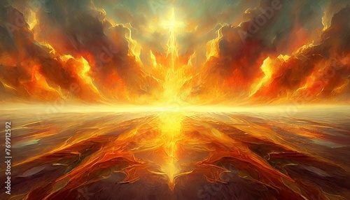 religious concept of fiery hell flaming background of demonic evil