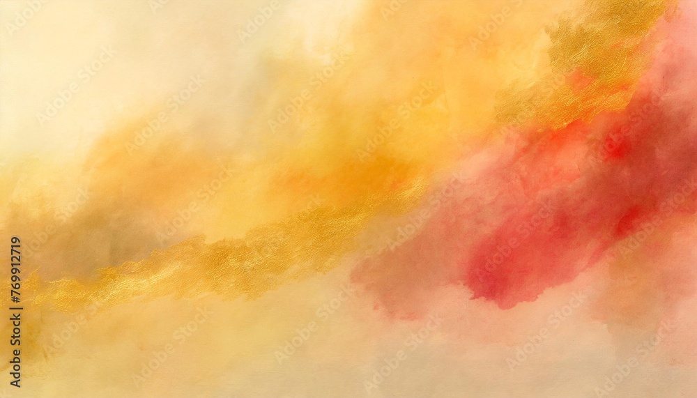 abstract watercolor background with watercolor paint with orange red and gold colors and space for text or image