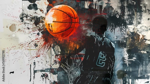 Basketball Collage. Colorful Papers. Basketball background