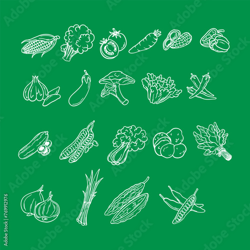 Minimalist Outline Vegetables Illustration Packs