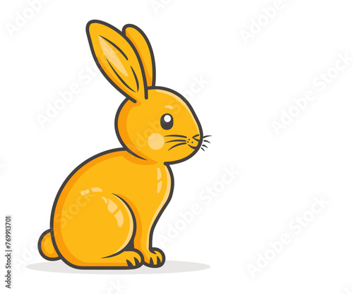 Vector illustration of a cute cartoon rabbit in orange color, perfect for children's books and Easter themes. © Lion