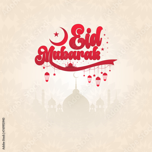 Religious Eid Mubarak Design decorative Background. Vector Illustration for greeting card, poster and template.