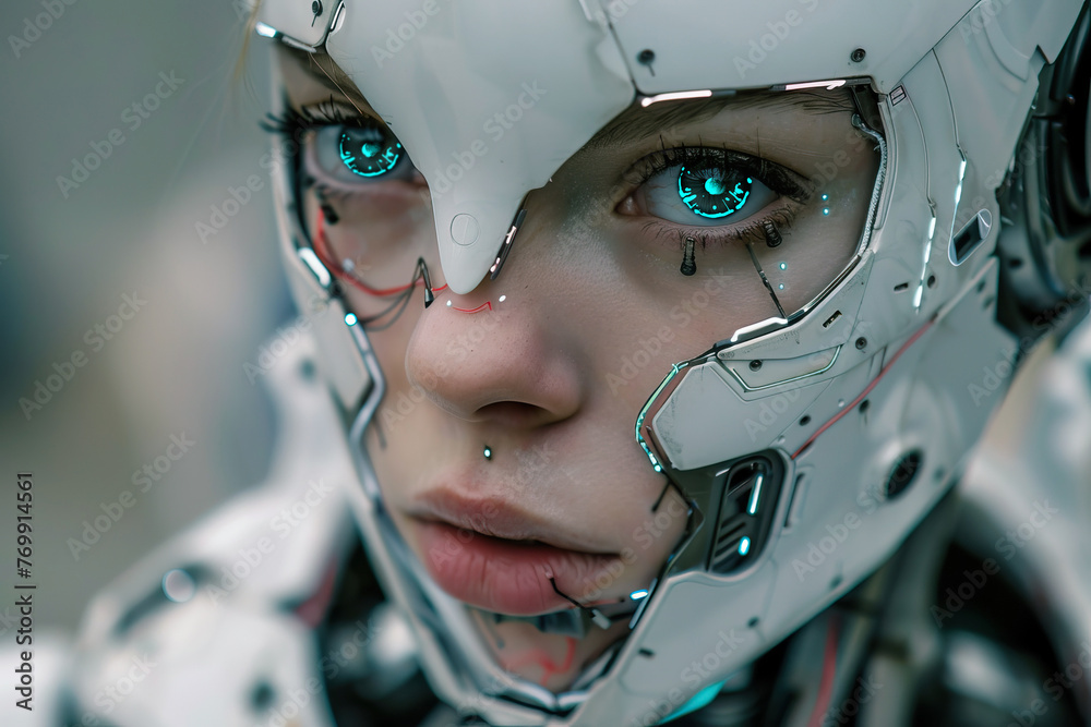 Advanced Humanoid Robot Close-up Portrait Advanced Humanoid Robot Close-up Portrait