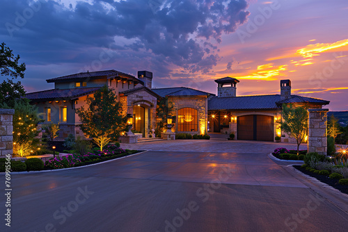 Luxury Home Exterior at Twilight