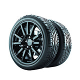car black tyre on isolated on transparent background