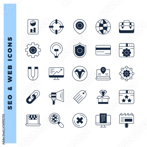 25 SEO & WEB Lineal Fill icon pack. vector illustration.