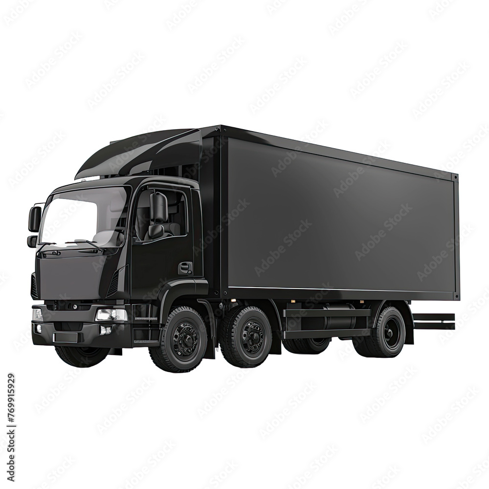car mockup template black delivery cargo truck on isolated on transparent background car mockup template black delivery cargo truck on isolated on transparent background