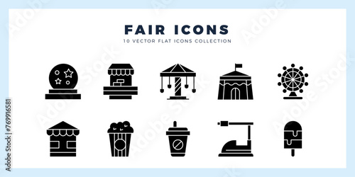10 Fair Glyph icon pack. vector illustration.