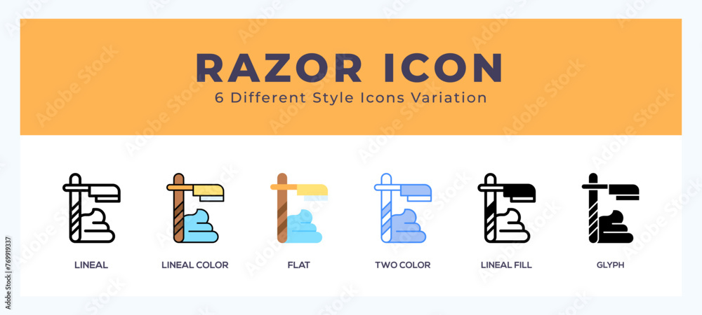 Obraz premium Razor icon set pack vector illustration.