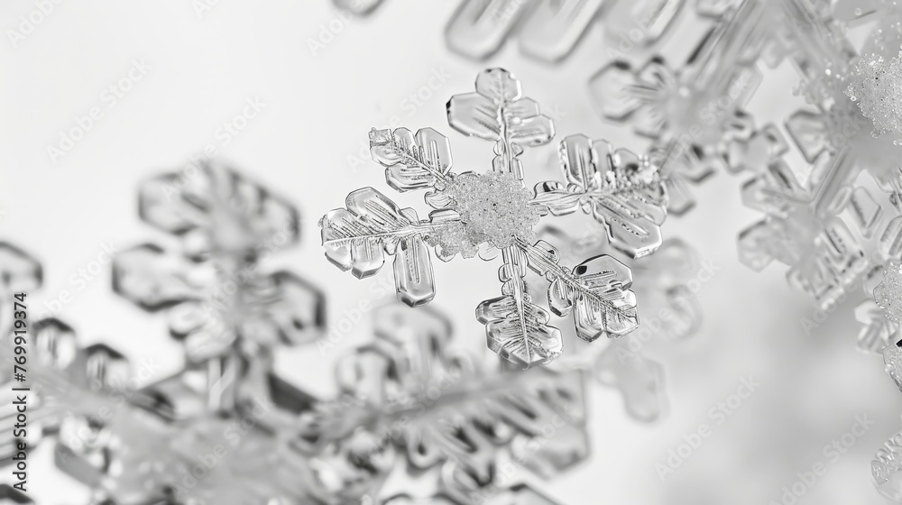 High-resolution image capturing the delicate details of a snowflake crystal, showcasing its symmetrical and intricate ice patterns. High-resolution image capturing the delicate details of a snowflake crystal, showcasing its symmetrical and intricate ice patterns.