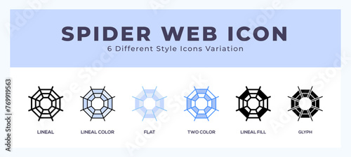 Spider web icon in filled. thin line. outline stroke and flat style.