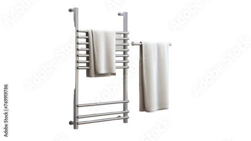 Electric Heated Towel Rack on transparent background.