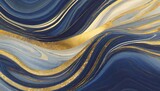cobalt blue liquid abstract marbled background with golden wavy lines abstract horizontal image for business banner formal backdrop prestigious voucher luxe invite