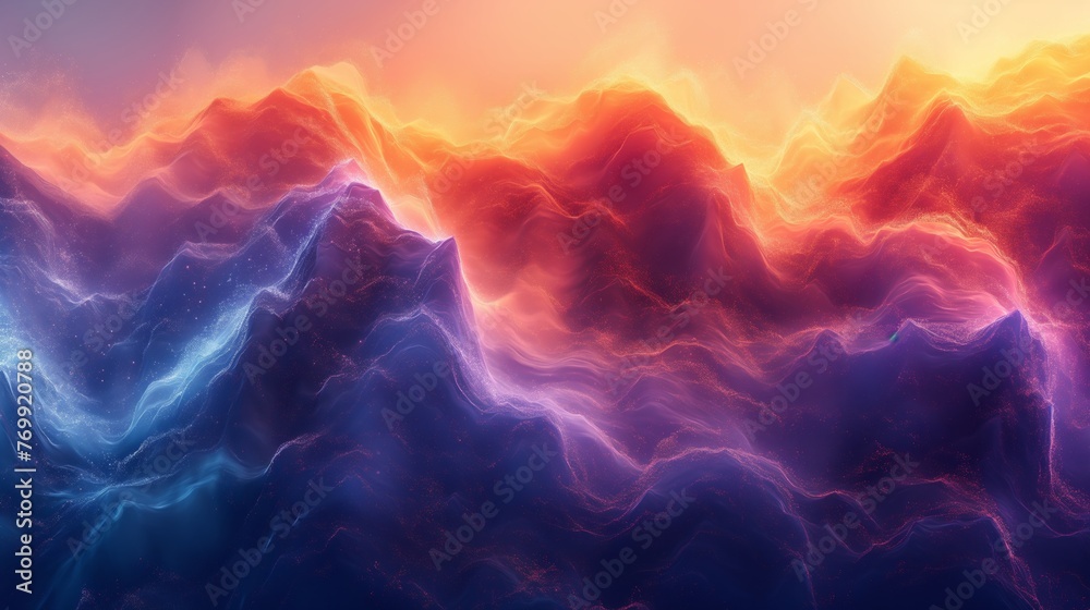 Dark deep bright blue purple red orange coral abstract background. Geometric shape. Angle line strip 3D. Color gradient. Neon electric metallic fire glow light. Grain noise rough. Wide banner.Panorama Dark deep bright blue purple red orange coral abstract background. Geometric shape. Angle line strip 3D. Color gradient. Neon electric metallic fire glow light. Grain noise rough. Wide banner.Panorama