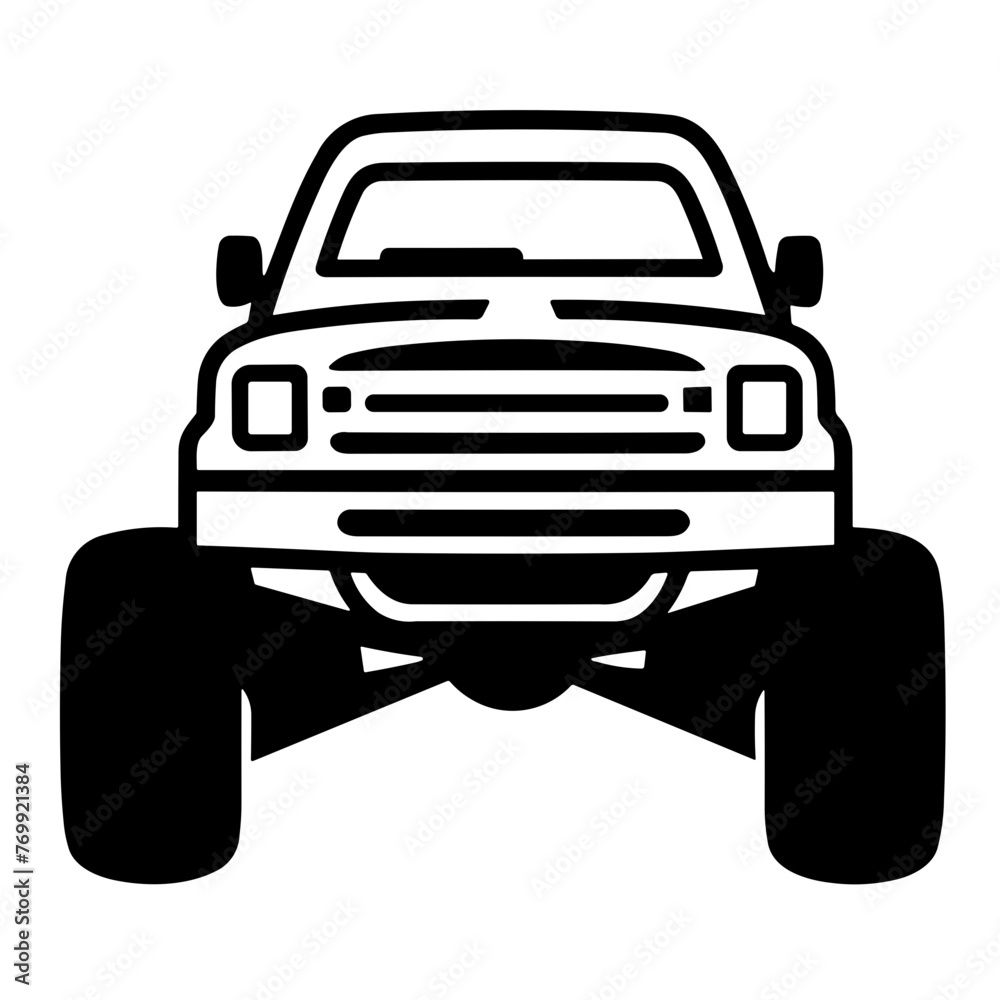 Simple monster truck isolated black icon Simple monster truck isolated black icon